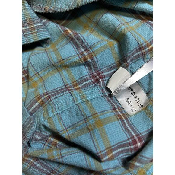 Carbon 2 Cobalt Corduroy Shirt Men’s‎ Medium Plaid Button Up 100% Cotton - Picture 8 of 9